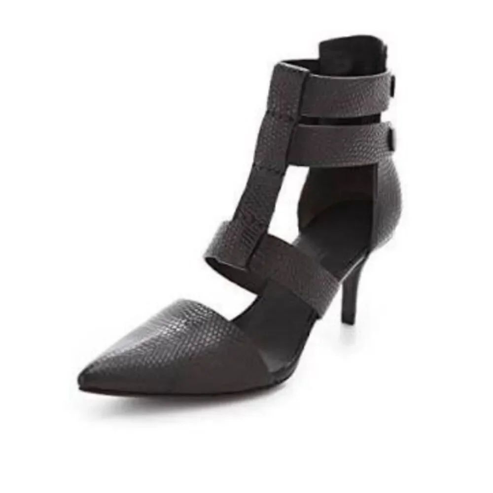 Like New! Alexander Wang Tati Lizard Strappy Leather Heels Black in Size 37